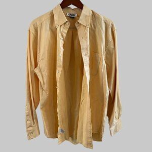 Cintas Casual Button Down Shirt Adults Large Yellow Cotton Comfort Business NWOT